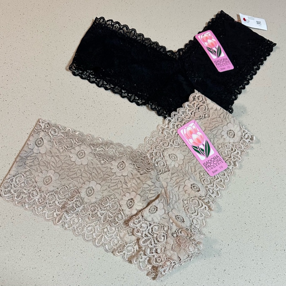 Isadora Paccini Lingerie All Lace Shortie Nylon Bikini Panties Underwear NWT